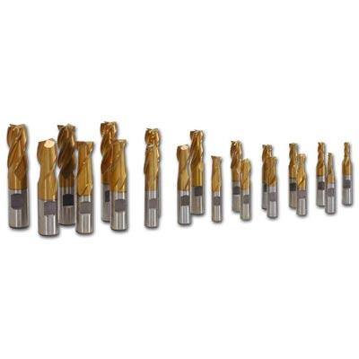 2 & 4 Fluted Tin End Mill 20-Piece Set