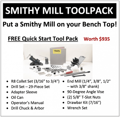 smithy, benchtop milling machine, bench top milling machine, mini milling machine, milling machine, mill drill, milling machine for sale - smithy.com, Free milling pack